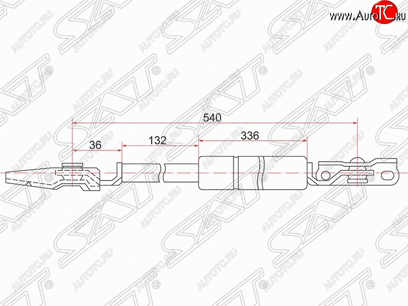 1 129 р. Левый газовый упор крышки багажника SAT  Toyota Nadia  XN10 (1998-2003) дорестайлинг, рестайлинг минивэн  с доставкой в г. Новочеркасск