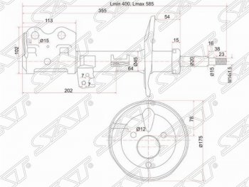 Левый амортизатор передний SAT Toyota (Тойота) Prius (Приус)  XW20 (2003-2011) XW20 дорестайлинг, рестайлинг