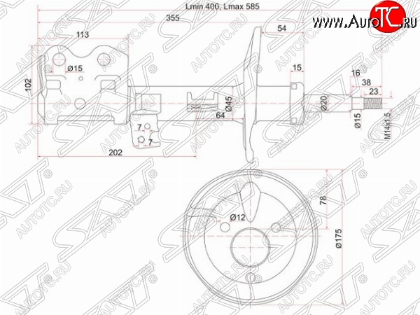 2 999 р. Левый амортизатор передний SAT  Toyota Prius  XW20 (2003-2011) дорестайлинг, рестайлинг  с доставкой в г. Новочеркасск