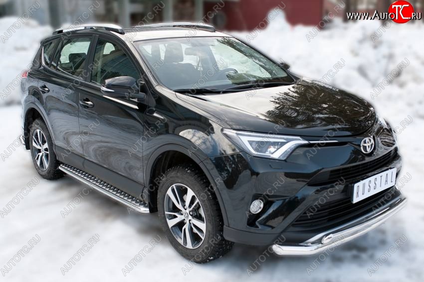 27 699 р. Широкая защита порогов с трубой диаметром 42 мм Russtal v3 Toyota RAV4 XA40 5 дв. рестайлинг (2015-2019)  с доставкой в г. Новочеркасск