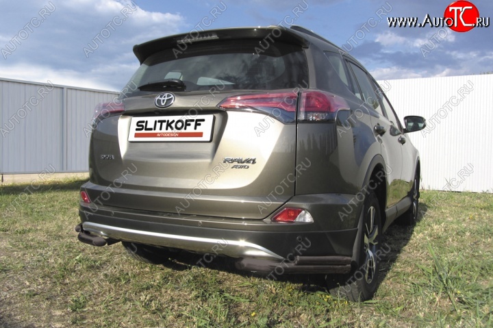 5 899 р. Уголки d57+d42 двойные  Toyota RAV4  XA40 (2015-2019) 5 дв. рестайлинг (Цвет: серебристый)  с доставкой в г. Новочеркасск