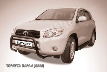 21 999 р. Защита переднего бампера Slitkoff (Ø57 мм, низкая) Toyota RAV4 XA305 5 дв. дорестайлинг (2005-2009) (Нержавейка полированная)  с доставкой в г. Новочеркасск. Увеличить фотографию 2