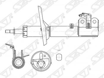 Левый амортизатор передний SAT Toyota (Тойота) RAV4 (рав)  XA10 (1994-1997) XA10 3 дв. дорестайлинг, 5 дв. дорестайлинг
