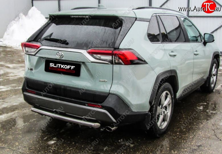 8 999 р. Защита заднего бампера Slitkoff (d57)  Toyota RAV4  XA50 (2018-2024) 5 дв. дорестайлинг (Нержавейка, Без окраски)  с доставкой в г. Новочеркасск