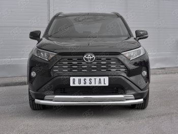 20 349 р. Защита переднего бампера (2 трубы Ø63 и 75х42 мм, нержавейка) Russtal Toyota RAV4 XA50 5 дв. дорестайлинг (2018-2024)  с доставкой в г. Новочеркасск. Увеличить фотографию 2