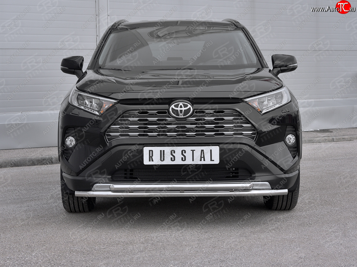 13 549 р. Защита переднего бампера (2 трубы Ø42 мм, нержавейка) Russtal Toyota RAV4 XA50 5 дв. дорестайлинг (2018-2024)  с доставкой в г. Новочеркасск