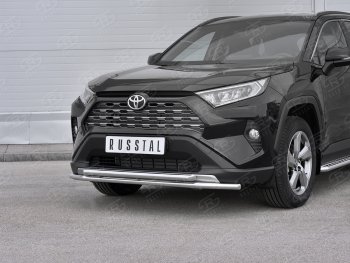 13 549 р. Защита переднего бампера (2 трубы Ø42 мм, нержавейка) Russtal Toyota RAV4 XA50 5 дв. дорестайлинг (2018-2024)  с доставкой в г. Новочеркасск. Увеличить фотографию 3