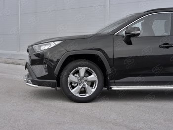 13 549 р. Защита переднего бампера (2 трубы Ø42 мм, нержавейка) Russtal Toyota RAV4 XA50 5 дв. дорестайлинг (2018-2024)  с доставкой в г. Новочеркасск. Увеличить фотографию 4