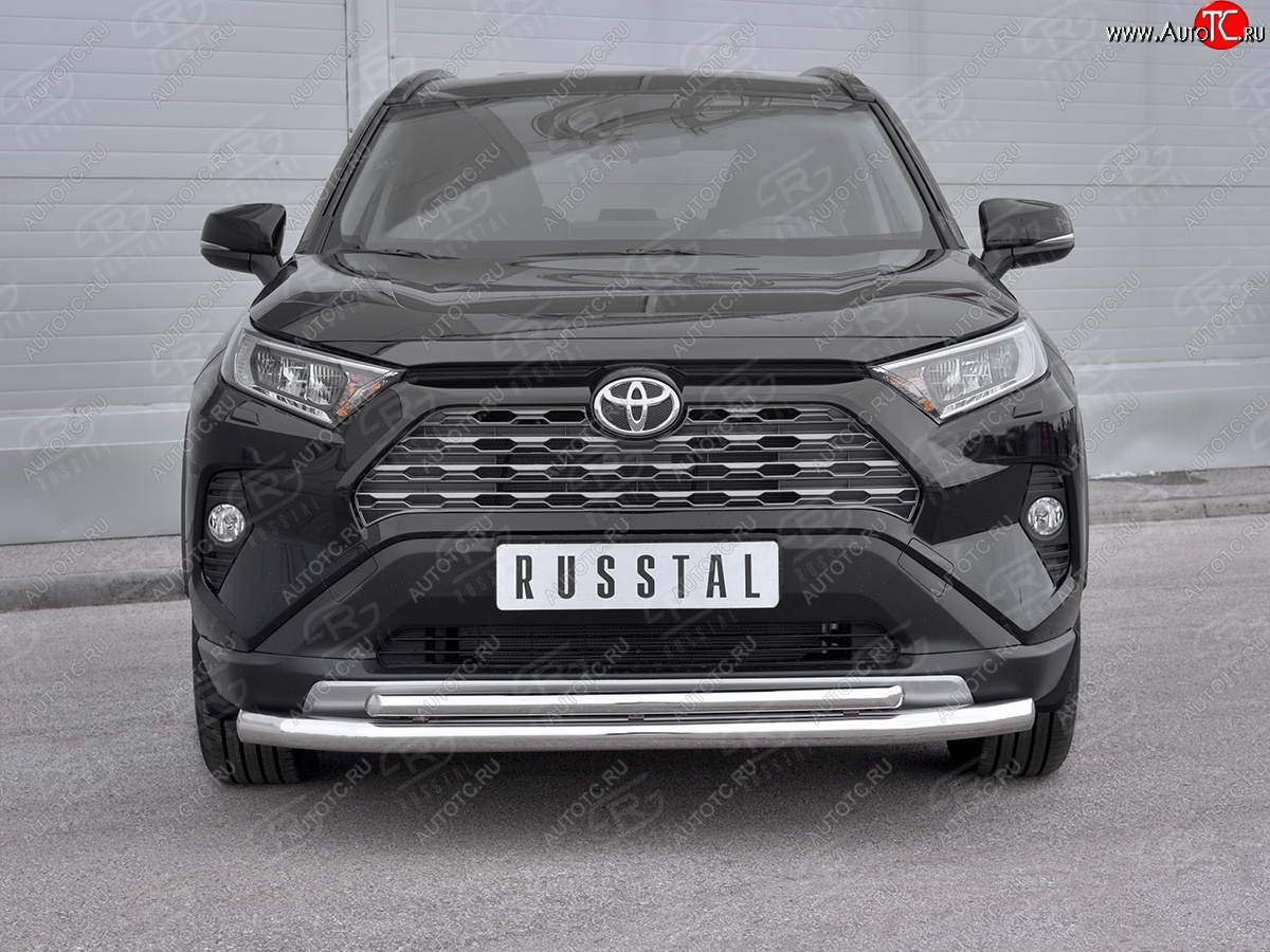 14 599 р. Защита переднего бампера (2 трубы Ø63 и 42 мм, нержавейка) Russtal Toyota RAV4 XA50 5 дв. дорестайлинг (2018-2024)  с доставкой в г. Новочеркасск