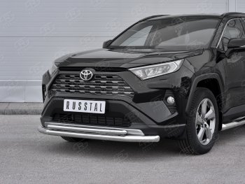 14 599 р. Защита переднего бампера (2 трубы Ø63 и 42 мм, нержавейка) Russtal Toyota RAV4 XA50 5 дв. дорестайлинг (2018-2024)  с доставкой в г. Новочеркасск. Увеличить фотографию 2