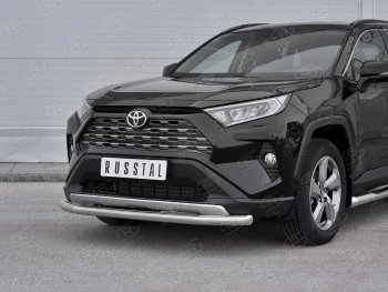 12 999 р. Защита переднего бампера (Ø63 мм, нержавейка) Russtal Toyota RAV4 XA50 5 дв. дорестайлинг (2018-2024)  с доставкой в г. Новочеркасск. Увеличить фотографию 2