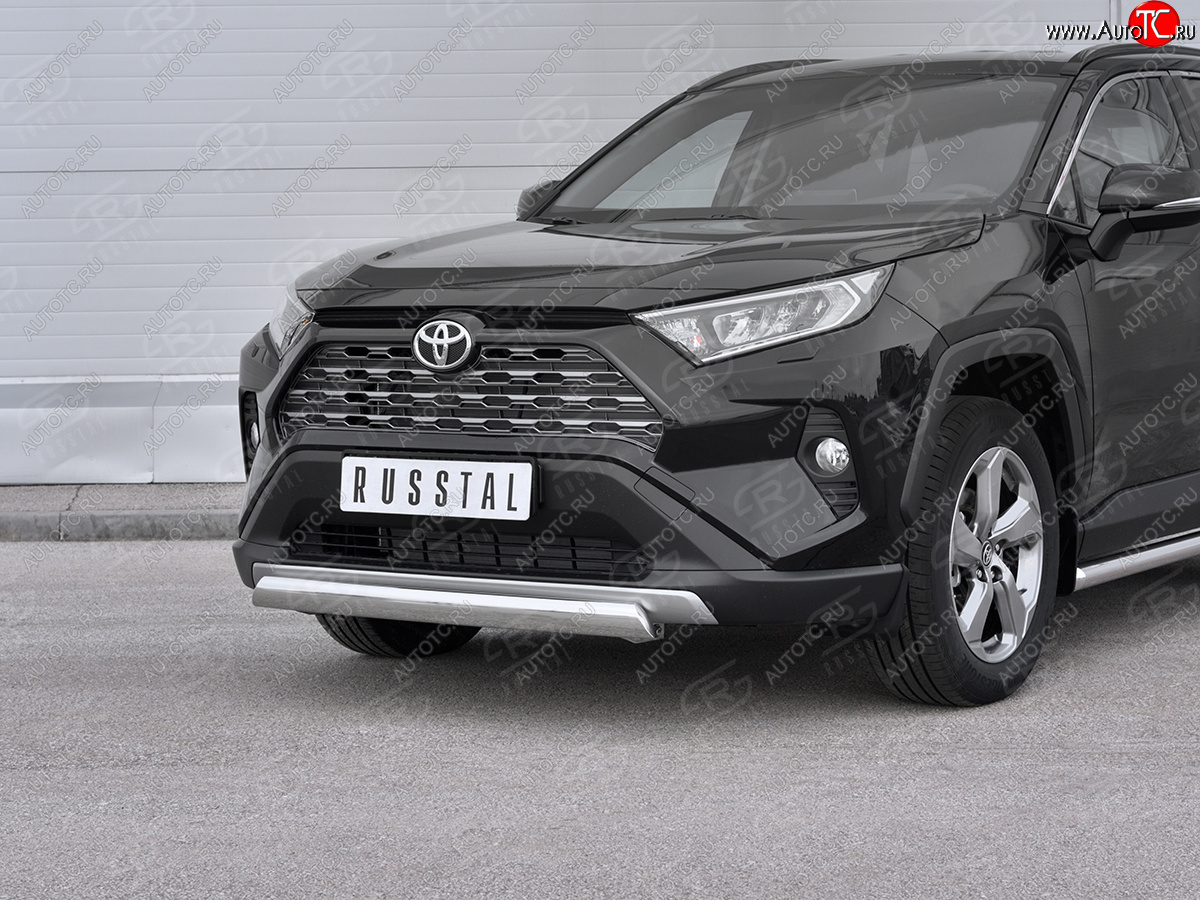 15 999 р. Защита переднего бампера (Ø75х42 мм, нержавейка) Russtal Toyota RAV4 XA50 5 дв. дорестайлинг (2018-2024)  с доставкой в г. Новочеркасск