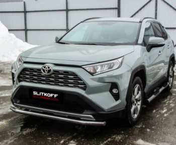 10 749 р. Защита переднего бампера Slitkoff (Ø57 мм)  Toyota RAV4  XA50 (2018-2024) 5 дв. дорестайлинг (Нержавейка)  с доставкой в г. Новочеркасск. Увеличить фотографию 2