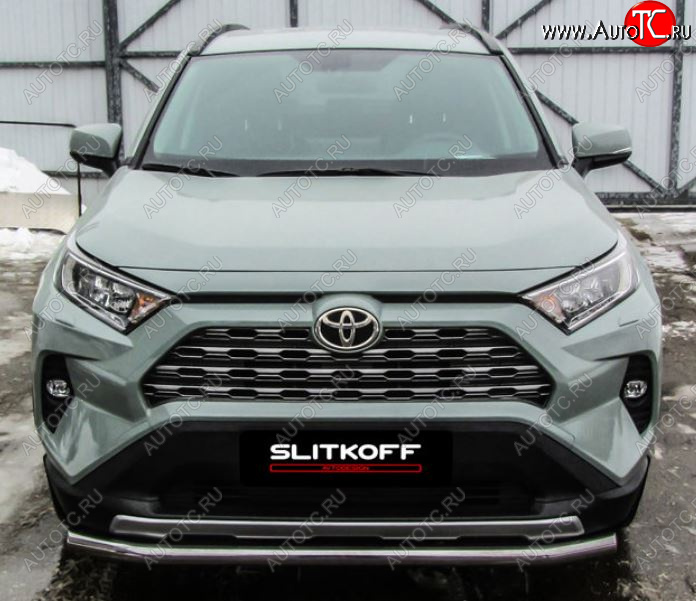 10 749 р. Защита переднего бампера Slitkoff (Ø57 мм)  Toyota RAV4  XA50 (2018-2024) 5 дв. дорестайлинг (Нержавейка)  с доставкой в г. Новочеркасск