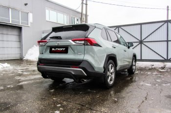 6 499 р. Защита заднего бампера Slitkoff (Ø57 мм, скоба) Toyota RAV4 XA50 5 дв. дорестайлинг (2018-2024) (Сталь с полимерным покрытием в цвет: черный)  с доставкой в г. Новочеркасск. Увеличить фотографию 1