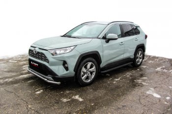 14 999 р. Пороги алюминиевые Slitkoff  Toyota RAV4  XA50 (2018-2024) 5 дв. дорестайлинг (Optima Black )  с доставкой в г. Новочеркасск. Увеличить фотографию 3