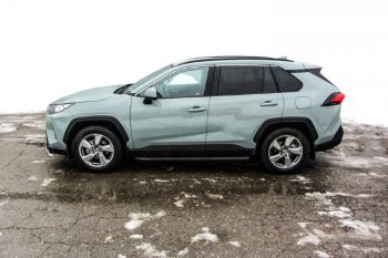 14 999 р. Пороги алюминиевые Slitkoff  Toyota RAV4  XA50 (2018-2024) 5 дв. дорестайлинг (Optima Black )  с доставкой в г. Новочеркасск. Увеличить фотографию 4