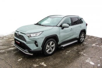 14 999 р. Пороги алюминиевые Slitkoff  Toyota RAV4  XA50 (2018-2024) 5 дв. дорестайлинг (Optima Silver)  с доставкой в г. Новочеркасск. Увеличить фотографию 3