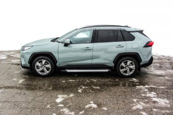 14 999 р. Пороги алюминиевые Slitkoff  Toyota RAV4  XA50 (2018-2024) 5 дв. дорестайлинг (Optima Silver)  с доставкой в г. Новочеркасск. Увеличить фотографию 2