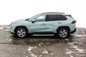 19 749 р. Пороги алюминиевые Slitkoff  Toyota RAV4  XA50 (2018-2024) 5 дв. дорестайлинг (Standart Silver)  с доставкой в г. Новочеркасск. Увеличить фотографию 3