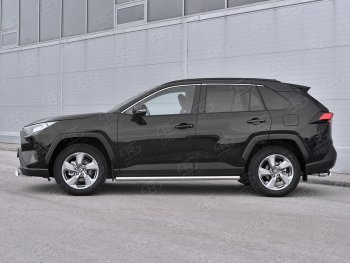 17 599 р. Защита порогов на SLITKOFF труба d63  Toyota RAV4  XA50 (2018-2024) 5 дв. дорестайлинг (защита порогов с закругленными торцами)  с доставкой в г. Новочеркасск. Увеличить фотографию 2