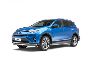 25 899 р. Порожки для ног из трубы Ø51 с алюминиевой площадкой Petroil Tuning Toyota RAV4 XA40 5 дв. дорестайлинг (2012-2015) (Нержавеющая полированная сталь)  с доставкой в г. Новочеркасск. Увеличить фотографию 2