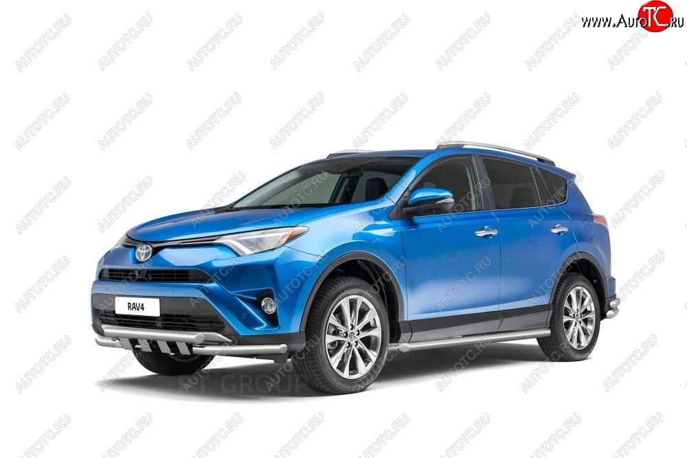 25 999 р. Защита порогов из трубы Ø63 Petroil Tuning Toyota RAV4 XA40 5 дв. дорестайлинг (2012-2015) (Нержавеющая полированная сталь)  с доставкой в г. Новочеркасск