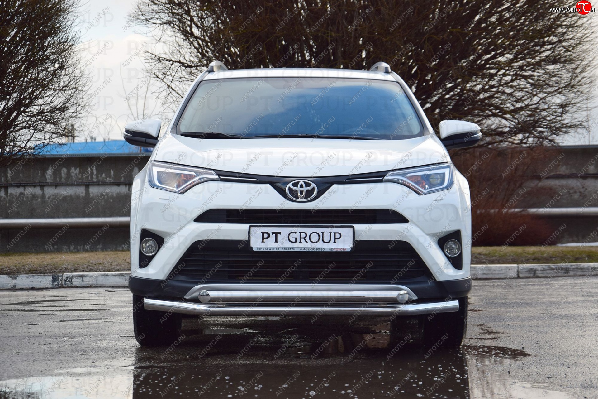 23 799 р. Защита переднего бампера двойная из труб d63/63 мм Petroil Tuning Toyota RAV4 XA40 5 дв. рестайлинг (2015-2019) (Нержавеющая полированная сталь)  с доставкой в г. Новочеркасск