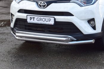 23 799 р. Защита переднего бампера двойная из труб d63/63 мм Petroil Tuning Toyota RAV4 XA40 5 дв. рестайлинг (2015-2019) (Нержавеющая полированная сталь)  с доставкой в г. Новочеркасск. Увеличить фотографию 3