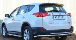 14 799 р. Защита заднего бампера (Ø63 и 42 мм, нержавейка) SLITKOFF  Toyota RAV4  XA40 (2012-2015) 5 дв. дорестайлинг  с доставкой в г. Новочеркасск. Увеличить фотографию 2