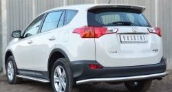 13 349 р. Одинарная защита заднего бампера из трубы диаметром 63 мм SLITKOFF  Toyota RAV4  XA40 (2012-2015) 5 дв. дорестайлинг  с доставкой в г. Новочеркасск. Увеличить фотографию 2