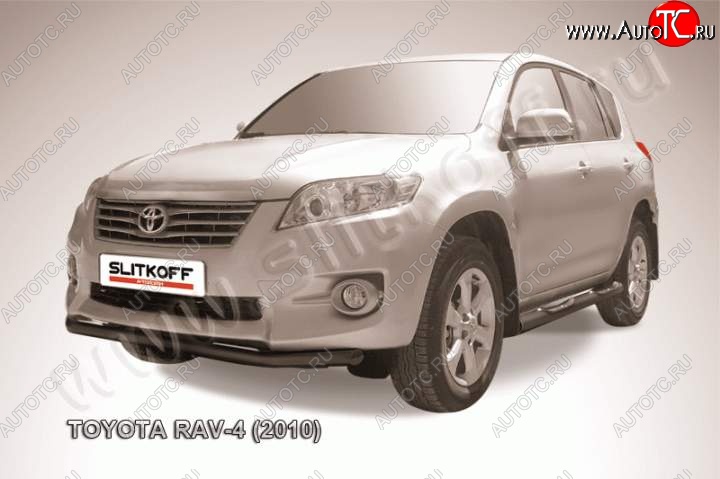 6 399 р. Защита переднего бампер Slitkoff  Toyota RAV4  XA30 (2010-2013) 5 дв. 2-ой рестайлинг, 5 дв. удлиненный 2-ой рестайлинг (Цвет: серебристый)  с доставкой в г. Новочеркасск