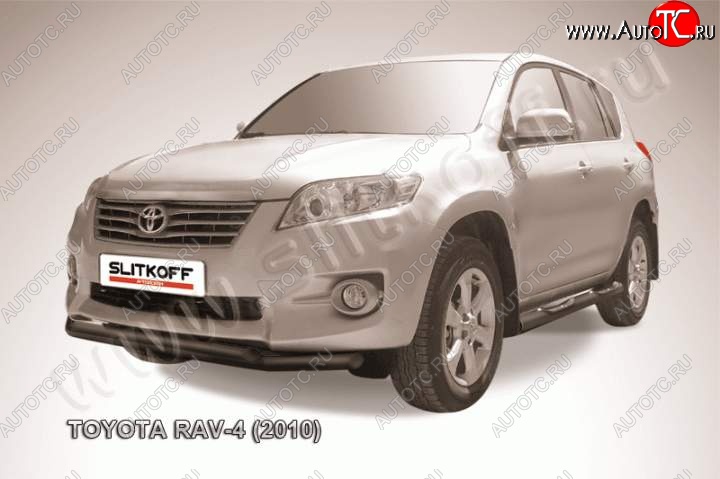 7 999 р. Защита переднего бампер Slitkoff  Toyota RAV4  XA30 (2010-2013) 5 дв. 2-ой рестайлинг, 5 дв. удлиненный 2-ой рестайлинг (Цвет: серебристый)  с доставкой в г. Новочеркасск