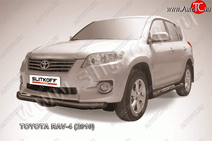 7 349 р. Защита переднего бампер Slitkoff Toyota RAV4 XA30 5 дв. удлиненный 2-ой рестайлинг (2010-2013) (Цвет: серебристый)  с доставкой в г. Новочеркасск