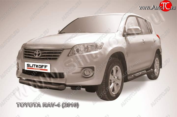 6 699 р. Защита переднего бампер Slitkoff  Toyota RAV4  XA30 (2010-2013) 5 дв. 2-ой рестайлинг, 5 дв. удлиненный 2-ой рестайлинг (Цвет: серебристый)  с доставкой в г. Новочеркасск