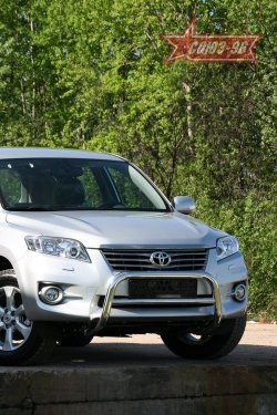 1 169 р. Защита переднего бампера Souz-96 (d60)  Toyota RAV4  XA30 (2010-2013) 5 дв. 2-ой рестайлинг, 5 дв. удлиненный 2-ой рестайлинг  с доставкой в г. Новочеркасск. Увеличить фотографию 1