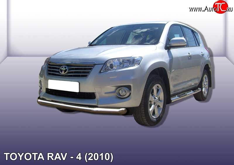 11 999 р. Одинарная защита переднего бампера диаметром 76 мм Slitkoff  Toyota RAV4  XA30 (2010-2013) 5 дв. 2-ой рестайлинг (Цвет: нержавеющая полированная сталь)  с доставкой в г. Новочеркасск