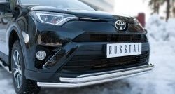 13 549 р. Защита переднего бампера (2 трубыØ42 мм, нержавейка) Russtal Toyota RAV4 XA40 5 дв. рестайлинг (2015-2019)  с доставкой в г. Новочеркасск. Увеличить фотографию 2