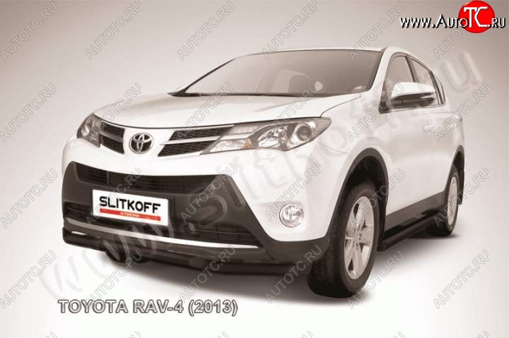 8 299 р. Защита переднего бампер Slitkoff Toyota RAV4 XA40 5 дв. дорестайлинг (2012-2015) (Цвет: серебристый)  с доставкой в г. Новочеркасск