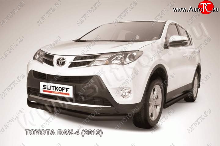 7 449 р. Защита переднего бампер Slitkoff Toyota RAV4 XA40 5 дв. дорестайлинг (2012-2015) (Цвет: серебристый)  с доставкой в г. Новочеркасск