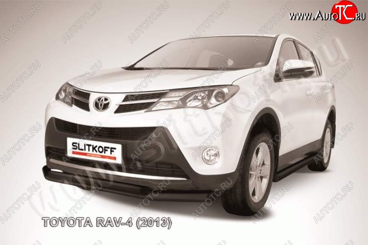 8 899 р. Защита переднего бампер Slitkoff  Toyota RAV4  XA40 (2012-2015) 5 дв. дорестайлинг (Цвет: серебристый)  с доставкой в г. Новочеркасск