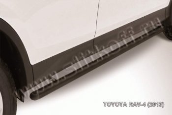 7 699 р. Защита порогов Slitkoff Toyota RAV4 XA40 5 дв. дорестайлинг (2012-2015) (Цвет: серебристый)  с доставкой в г. Новочеркасск. Увеличить фотографию 1