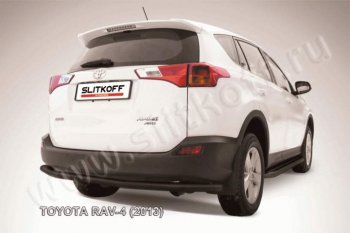 6 999 р. Защита задняя Slitkoff  Toyota RAV4  XA40 (2012-2015) 5 дв. дорестайлинг (Цвет: серебристый)  с доставкой в г. Новочеркасск. Увеличить фотографию 1