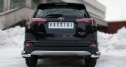 Защита заднего бампера (2 трубы Ø63 и 42 мм уголки, нержавейка) SLITKOFF Toyota (Тойота) RAV4 (рав)  XA40 (2015-2019) XA40 5 дв. рестайлинг