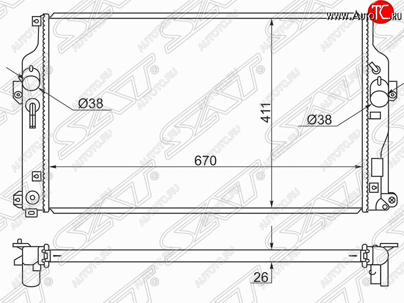 8 299 р. Радиатор двигателя SAT  Toyota RAV4  XA40 (2012-2019) 5 дв. дорестайлинг, 5 дв. рестайлинг  с доставкой в г. Новочеркасск