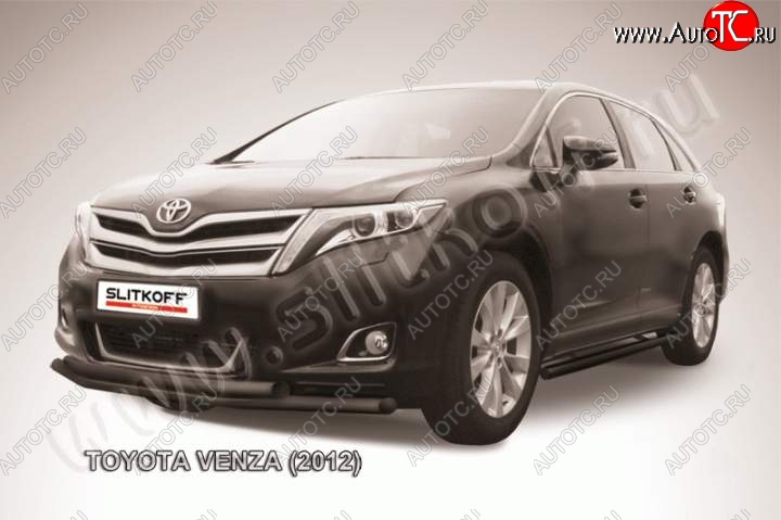 9 599 р. Защита переднего бампер Slitkoff Toyota Venza GV10 рестайлинг (2012-2016) (Цвет: серебристый)  с доставкой в г. Новочеркасск