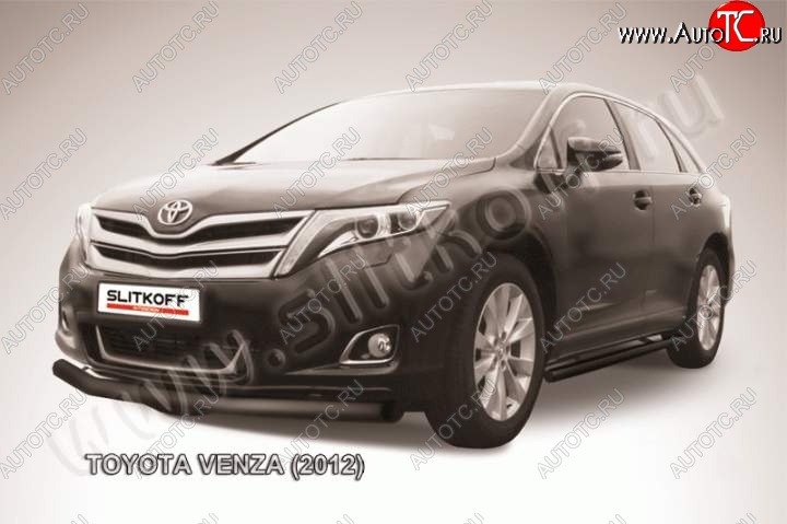 8 799 р. Защита переднего бампер Slitkoff Toyota Venza GV10 рестайлинг (2012-2016) (Цвет: серебристый)  с доставкой в г. Новочеркасск