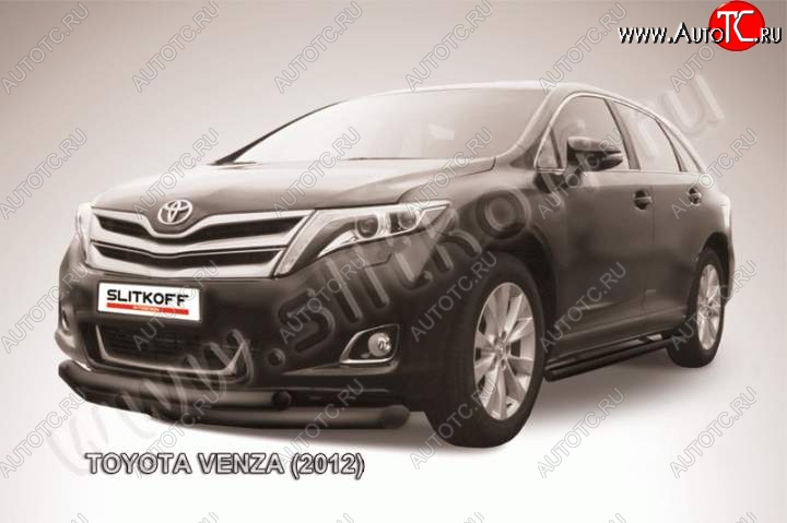 10 699 р. Защита переднего бампер Slitkoff  Toyota Venza  GV10 (2012-2016) рестайлинг (Цвет: серебристый)  с доставкой в г. Новочеркасск