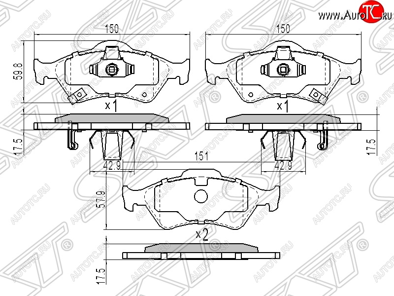 1 039 р. Колодки тормозные SAT (передние) Toyota Yaris XP90 дорестайлинг, хэтчбэк 5 дв. (2005-2008)  с доставкой в г. Новочеркасск