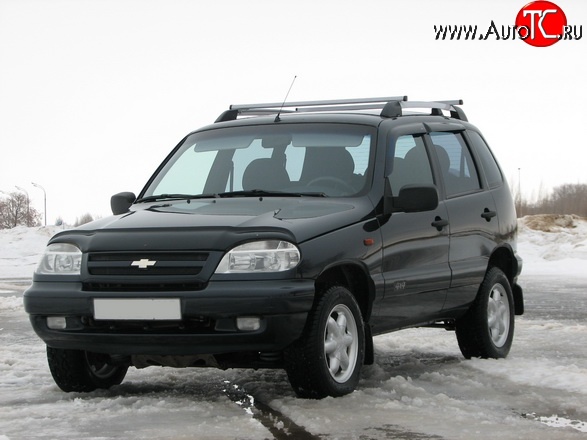 5 299 р. Рейлинги АПС L Chevrolet Niva 2123 дорестайлинг (2002-2008) (Башмак черный, рейлинг серый)  с доставкой в г. Новочеркасск